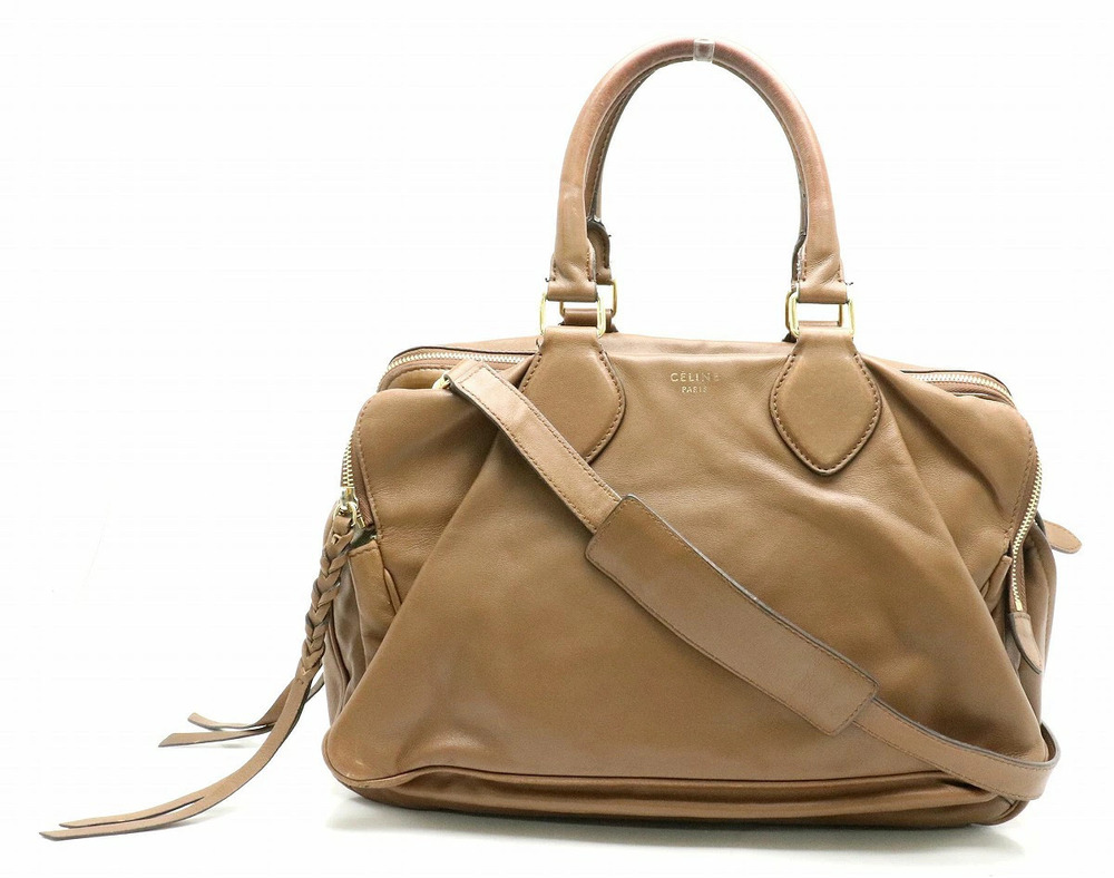 Celine Handbag Tote Bag Shoulder Leather Brown